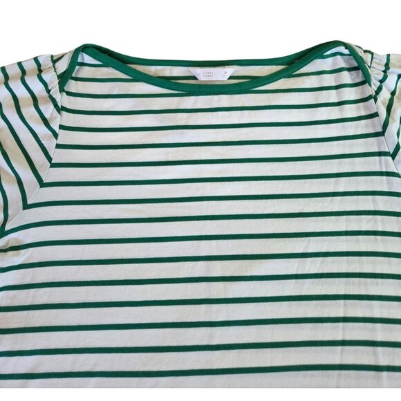 Lauren Conrad Women's Size 3X Green White Striped Boat Neck Short Sleeve Cotton - Picture 4 of 10